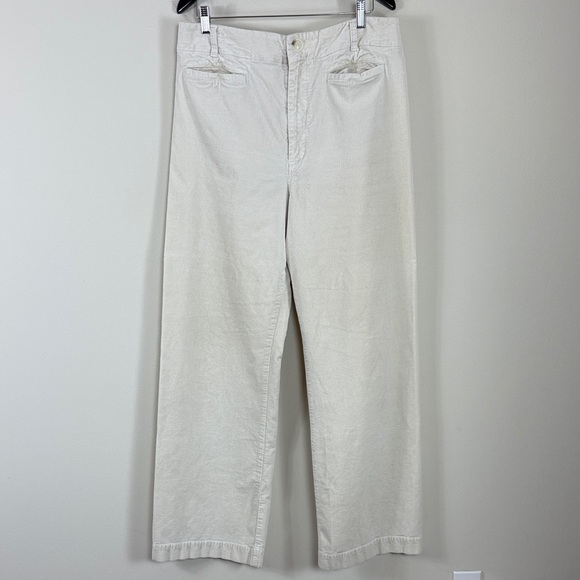Maeve The Colette Wide Leg Corduroy Pants in Cream Size 34 Tall - Picture 2 of 7